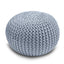 Knitted Pouffe Chunky Round Footstool Ottoman 100% Cotton - Silver - British D'sire
