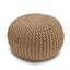 Knitted Pouffe Chunky Round Footstool Ottoman 100% Cotton - Tan - British D'sire