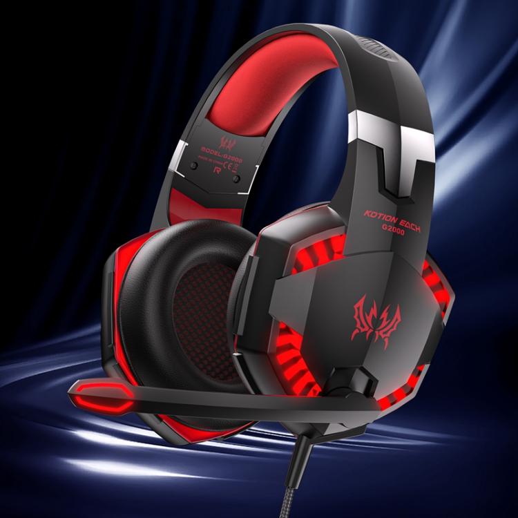 KOTION EACH G2000 Wired Game Headphones with LED Light(Black Red) Secondary image