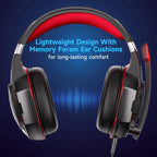 KOTION EACH G2000 Wired Game Headphones with LED Light(Black Red) - Headphone - British D'sire