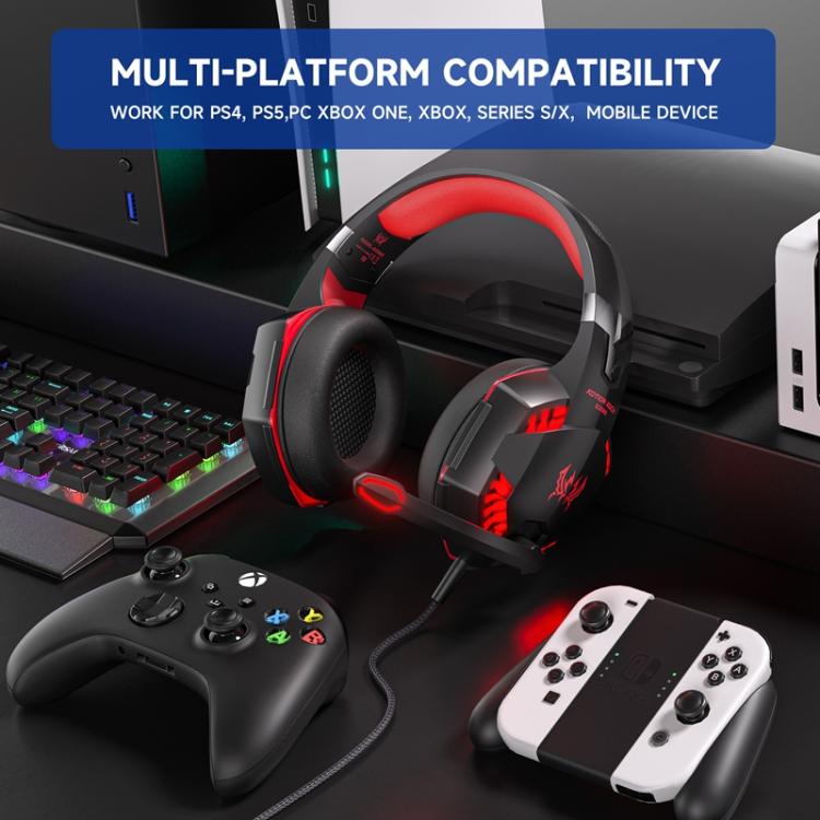 KOTION EACH G2000 Wired Game Headphones with LED Light(Black Red) - Headphone - British D'sire