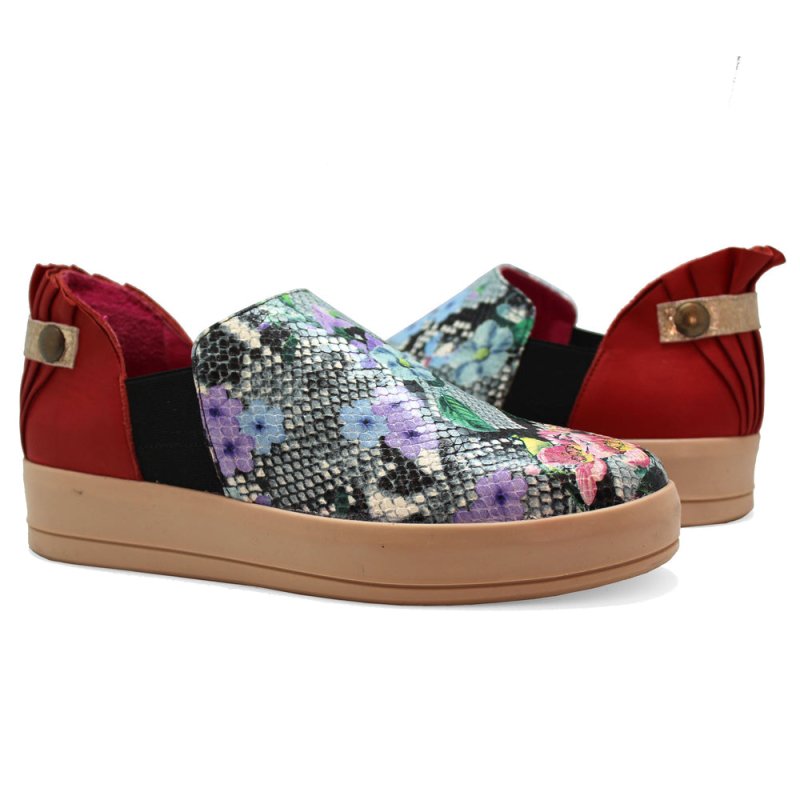 La Princess - Python - denim print leather slip on sneaker - Sneaker - British D'sire Main image