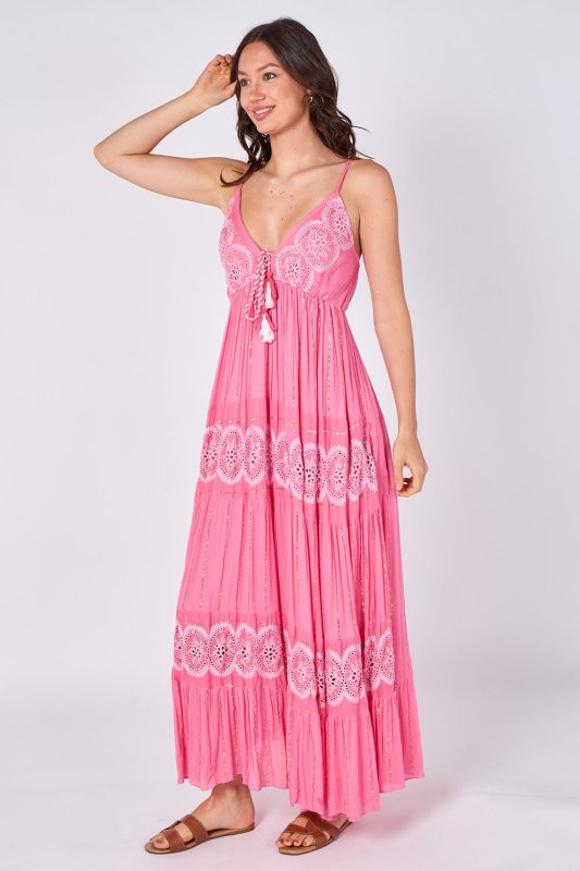 Lace Detail Boho Maxi Dress - Dresses - British D'sire