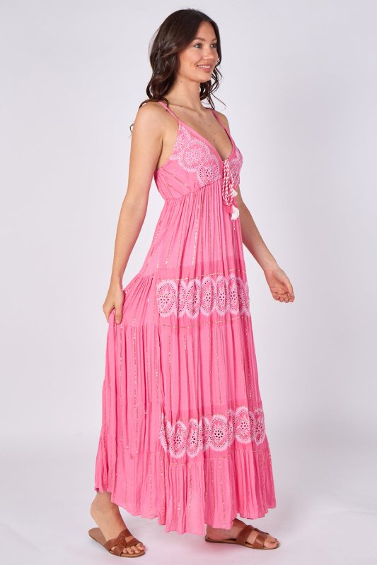 Lace Detail Boho Maxi Dress - Dresses - British D'sire