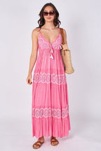 Lace Detail Boho Maxi Dress - Dresses - British D'sire