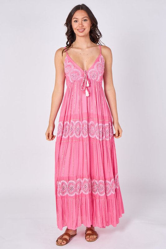 Lace Detail Boho Maxi Dress - Dresses - British D'sire