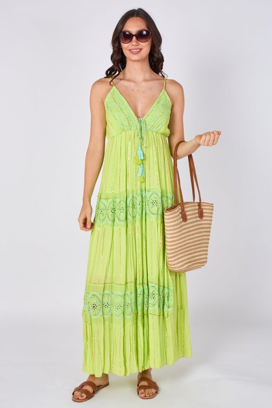 Lace Detail Boho Maxi Dress - Dresses - British D'sire