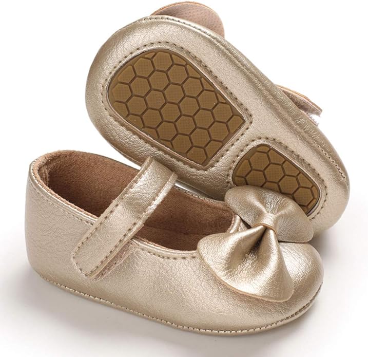 LACOFIA Baby Girls Anti-Slip First Walking Shoes Infant Bowknot Mary Jane Princess Party Shoes Prewalkers Secondary image