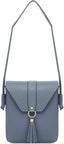 Ladies 100% Italian Real Soft Leather Crossbody Bag with Tassle in Denim Blue - Leather Handbag - British D'sire