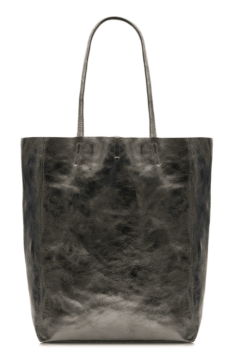 Ladies Soft Italian Real Leather Metallic Shopper Tote Bags Women Girls College Shoulder Handbags for Women - Leather Handbag - British D'sire