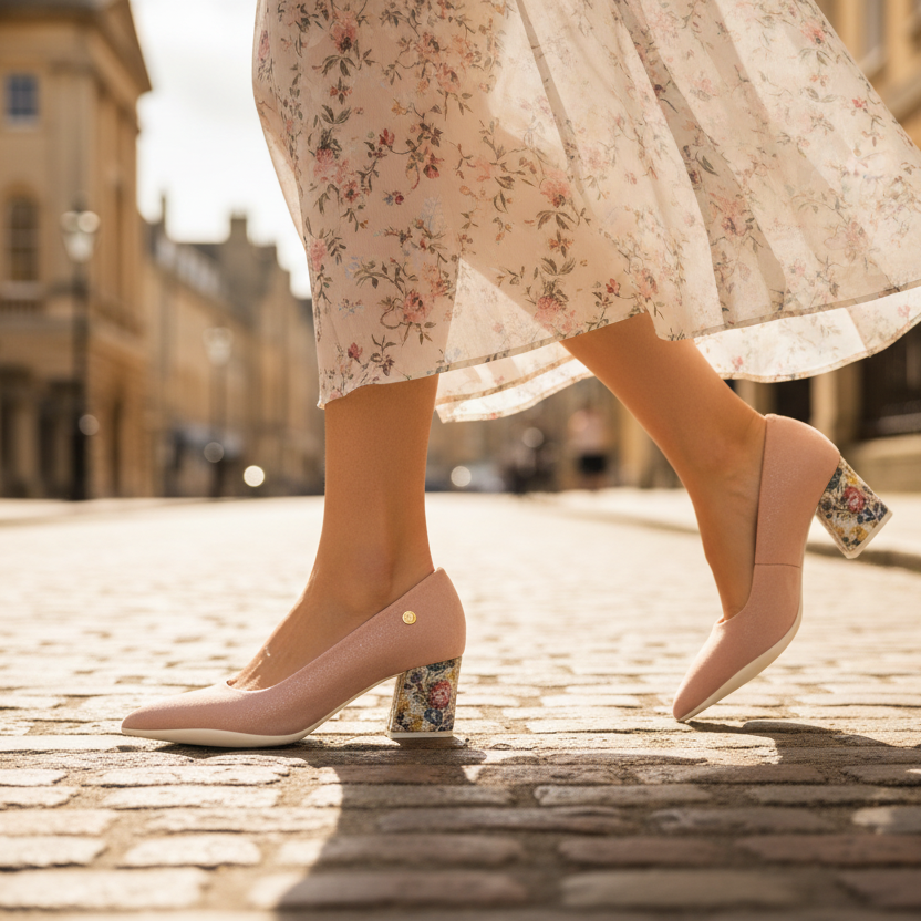 Lu Lu - Dusty Pink low heel shoe Secondary image