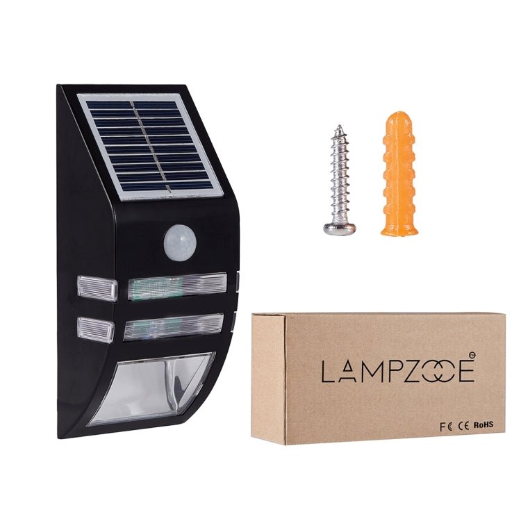 LAMPZOOE CL - 102 0.2W White Light PIR Sensor Solar Light , 80 LM 6000 - 6500K Outdoor Wall Light with 5V 0.5W Solar Panel(Black) - British D'sire