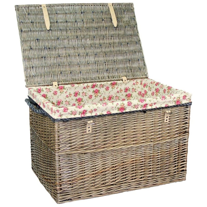Large Antique Wash Storage Wicker Basket - Storage Baskets - British D'sire