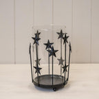 Large Black Metal Star Candle Holder with Glass Insert - Candle Holder - British D'sire