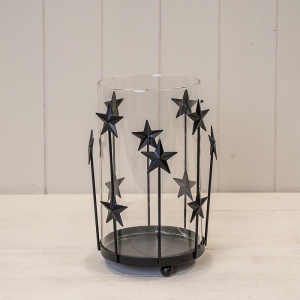 Large Black Metal Star Candle Holder with Glass Insert - Candle Holder - British D'sire