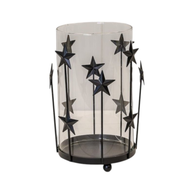 Large Black Metal Star Candle Holder with Glass Insert - Candle Holder - British D'sire Main image