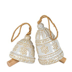 Large Ceramic Bell Tree Ornament With Snowflake Detail - Christmas Decor - British D'sire