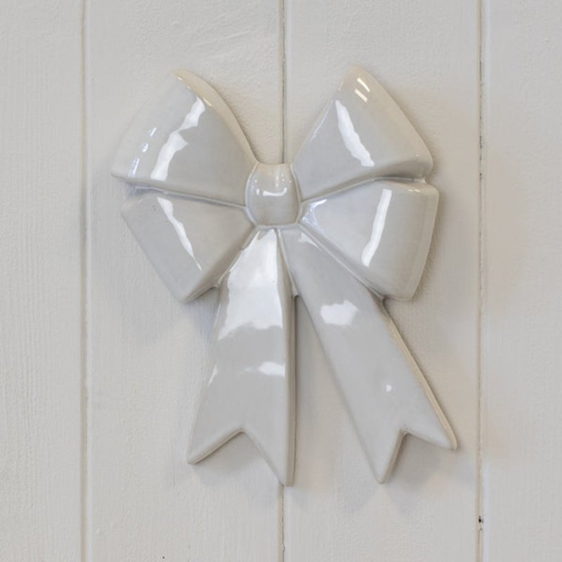Large Ceramic Double Bow Decor Christmas Decoration - Garland - British D'sire