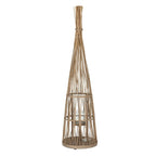 Large Conical Wicker Lantern With Glass Holder & LED Lights - Lanterns - British D'sire