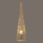 Large Conical Wicker Lantern With Glass Holder & LED Lights - Lanterns - British D'sire