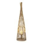 Large Conical Wicker Lantern With Glass Holder & LED Lights - Lanterns - British D'sire