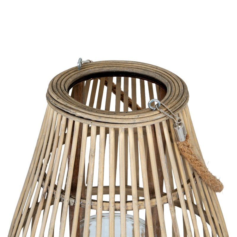 Large Ellipse Wicker Lantern With Glass Holder - Lanterns - British D'sire