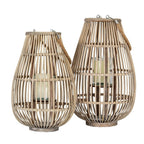 Large Ellipse Wicker Lantern With Glass Holder - Lanterns - British D'sire