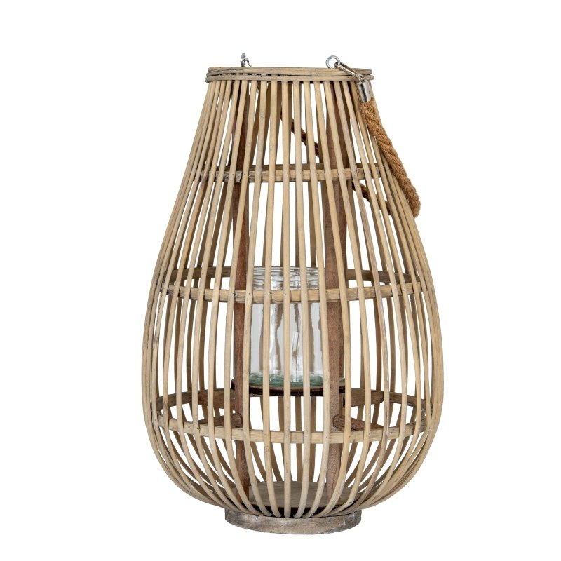 Large Ellipse Wicker Lantern With Glass Holder - Lanterns - British D'sire