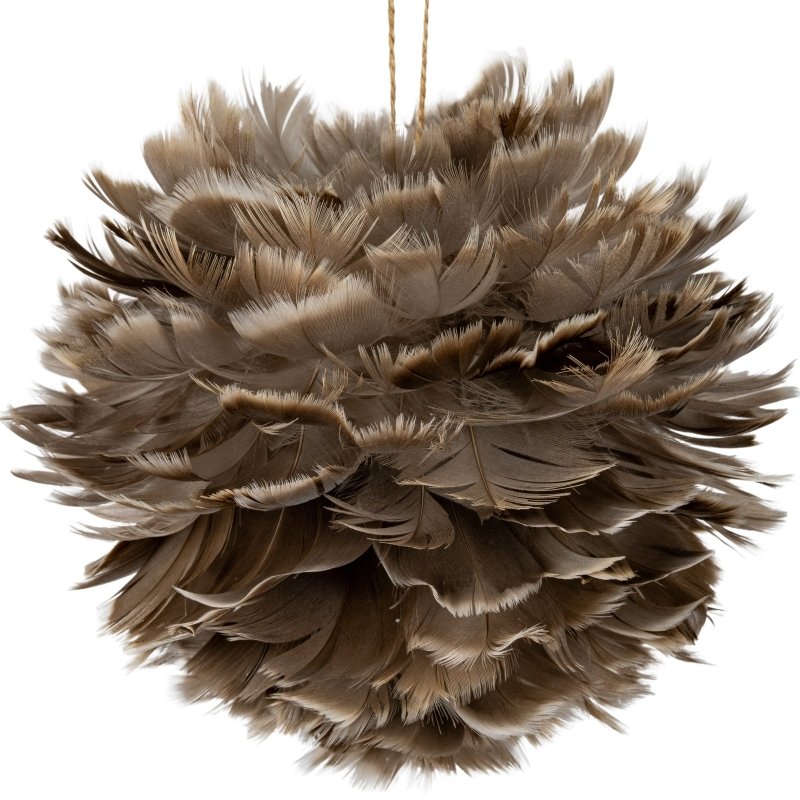 Large Fawn Feather Ball Decoration - Christmas Decor - British D'sire