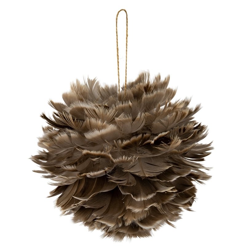Large Fawn Feather Ball Decoration - Christmas Decor - British D'sire