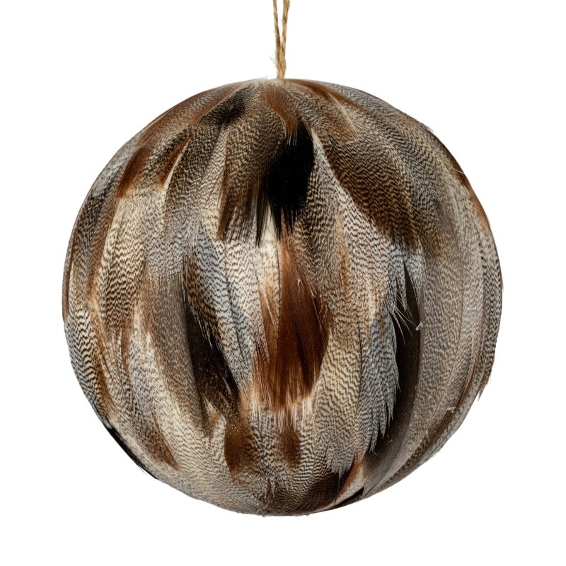Large Fawn Feathered Bauble Christmas Hanging Decoration - Christmas Decor - British D'sire