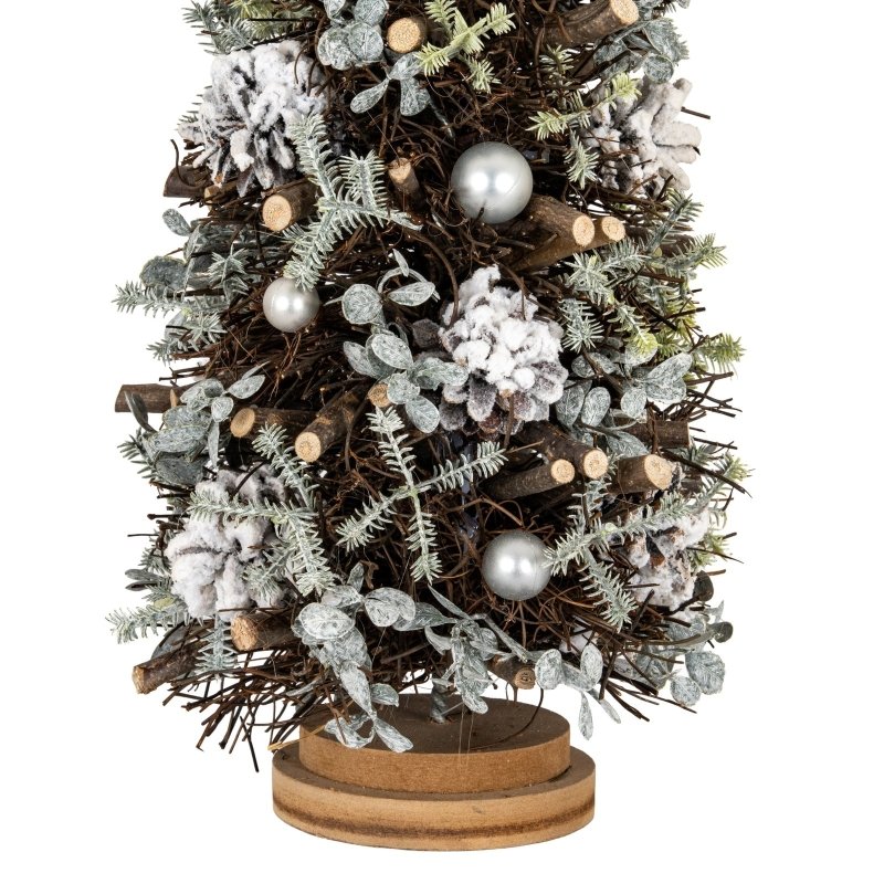 Large Frosted Forest Tree With Pinecones And Pearls - Christmas Decor - British D'sire