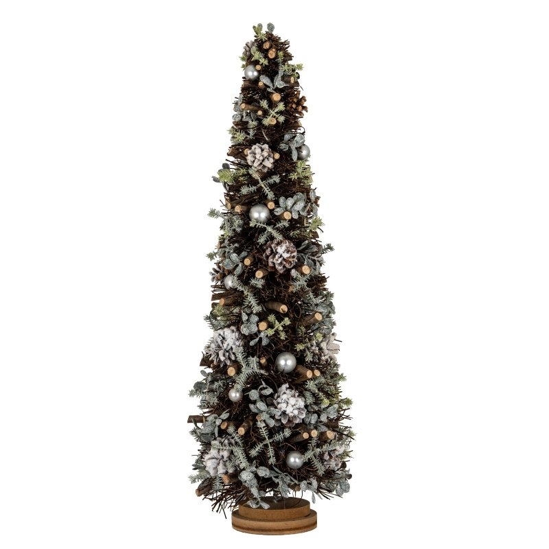 Large Frosted Forest Tree With Pinecones And Pearls - Christmas Decor - British D'sire
