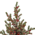 Large Frosted Winter Berry Tree On Wooden Block - Christmas Decor - British D'sire
