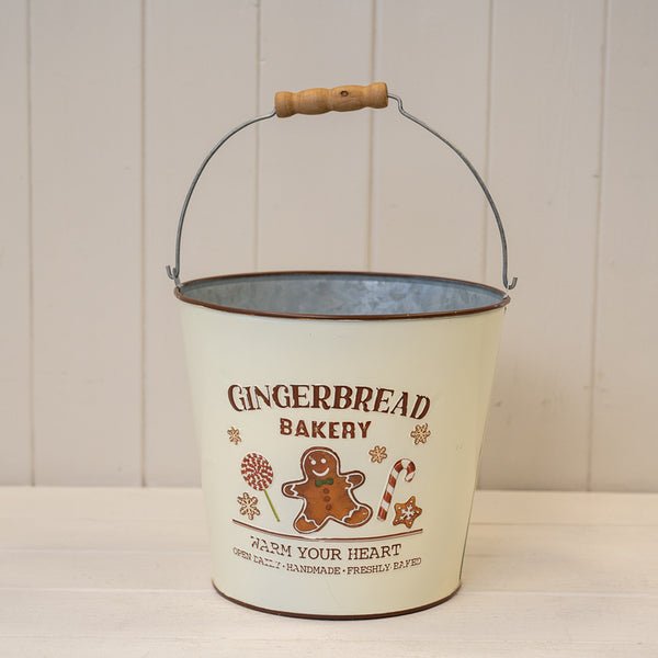 Large Gingerbread Bakery Bucket - Christmas Decor - British D'sire