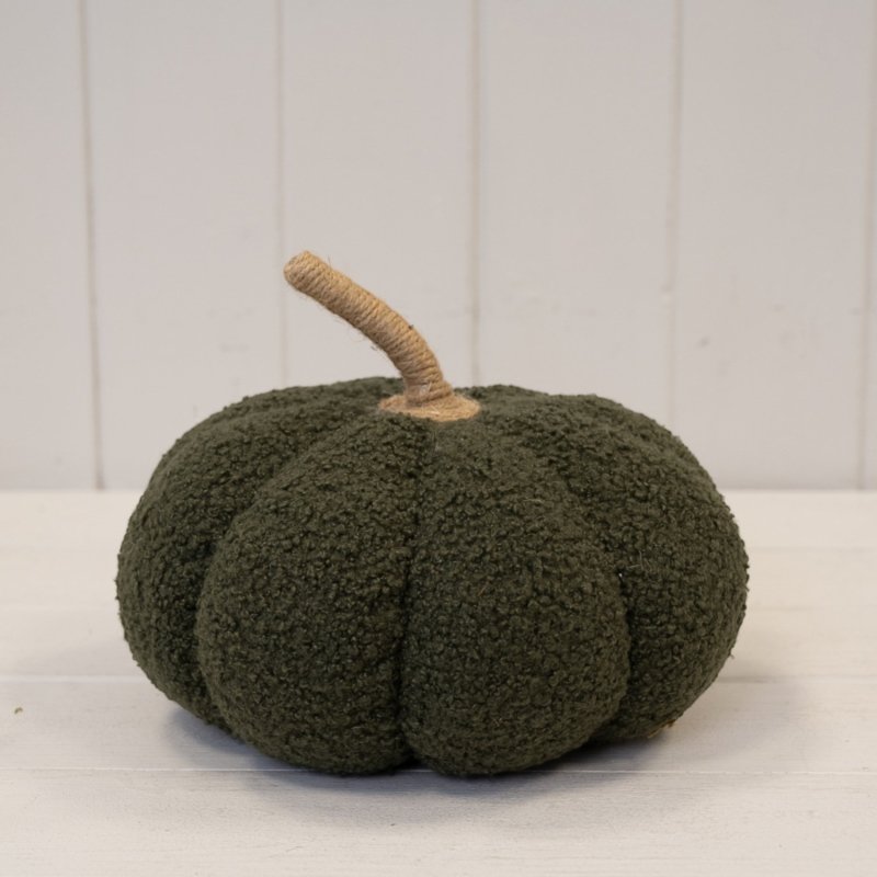 Large Green Boucle Fabric Pumpkin Autumn Decoration - Christmas Decor - British D'sire