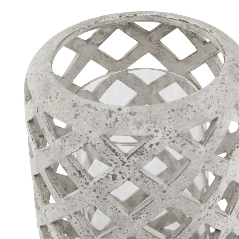 Large Grey Stone Effect Hurricane Lantern - Lanterns - British D'sire