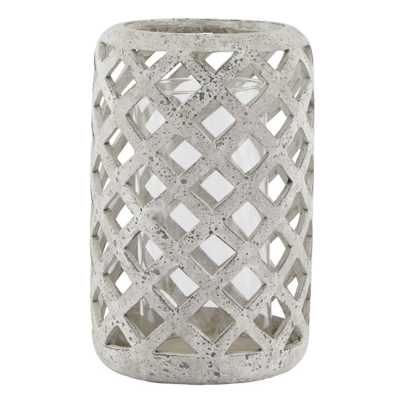 Large Grey Stone Effect Hurricane Lantern - Lanterns - British D'sire