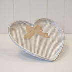Large Heart Plate with Bow Detail - Trinket Dish - British D'sire