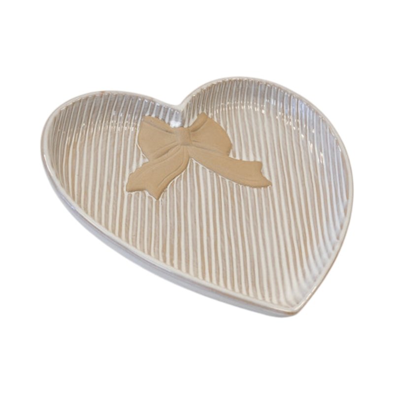 Large Heart Plate with Bow Detail - Trinket Dish - British D'sire