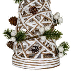 Large LED White Rattan Cone Tree With Winter Branches - Christmas Decor - British D'sire