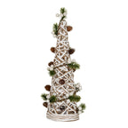 Large LED White Rattan Cone Tree With Winter Branches - Christmas Decor - British D'sire