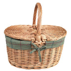 Large Light Steamed Oval Butterfly Lidded Picnic Basket - Empty Picnic Baskets - British D'sire