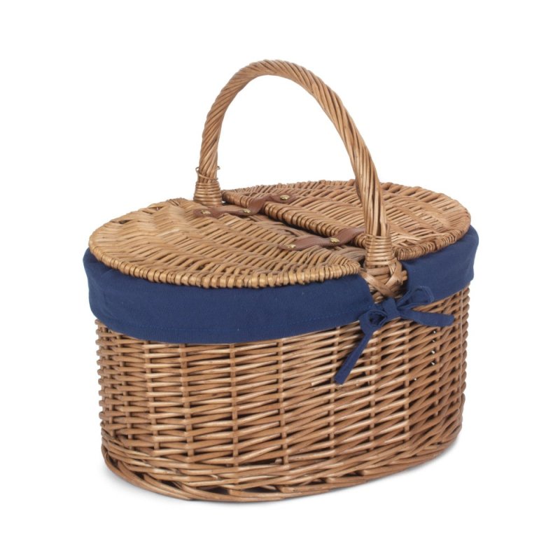 Large Light Steamed Oval Butterfly Lidded Picnic Basket - Empty Picnic Baskets - British D'sire
