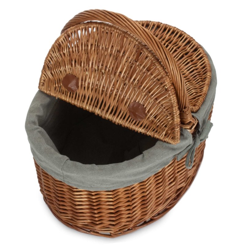 Large Light Steamed Oval Butterfly Lidded Picnic Basket - Empty Picnic Baskets - British D'sire