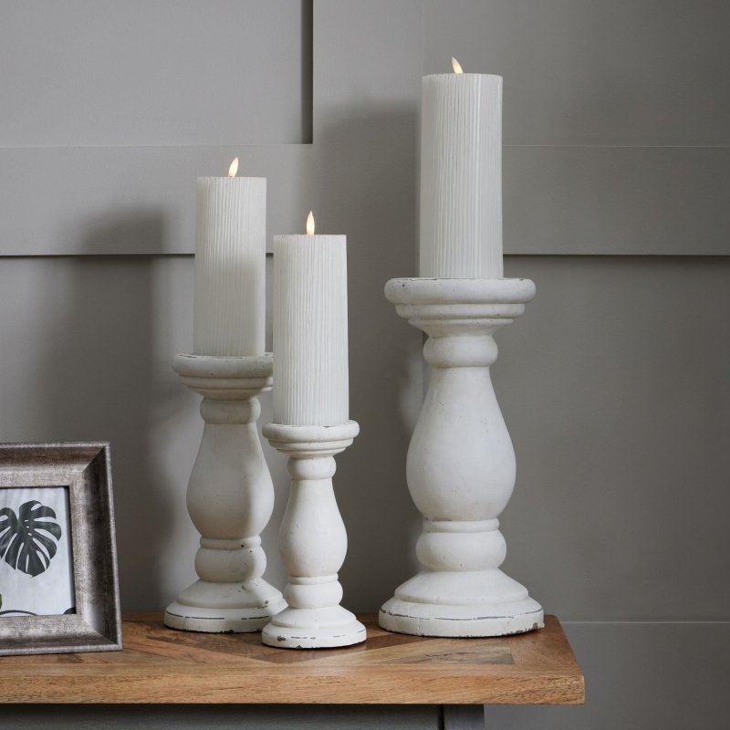 Large Matt White Ceramic Candle Holder - Candle Holder - British D'sire