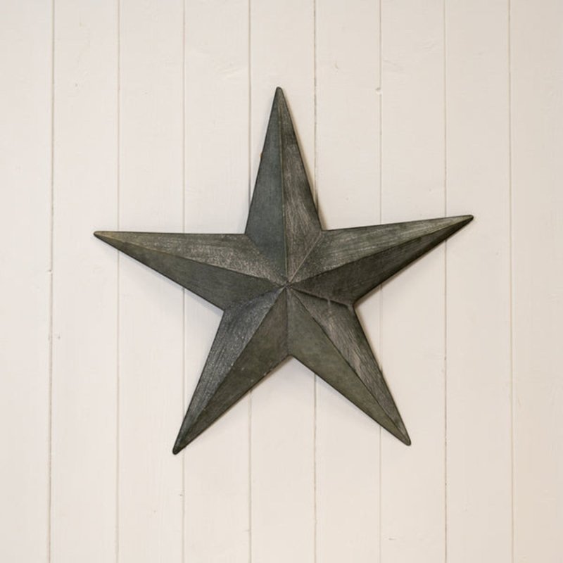 Large Natural Grey Metal Star Decoration 52cm - Christmas Decor - British D'sire