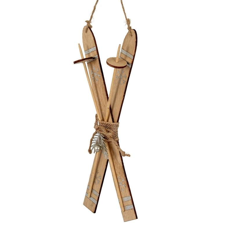 Large Natural Rustic Crossed Skis - Christmas Decor - British D'sire