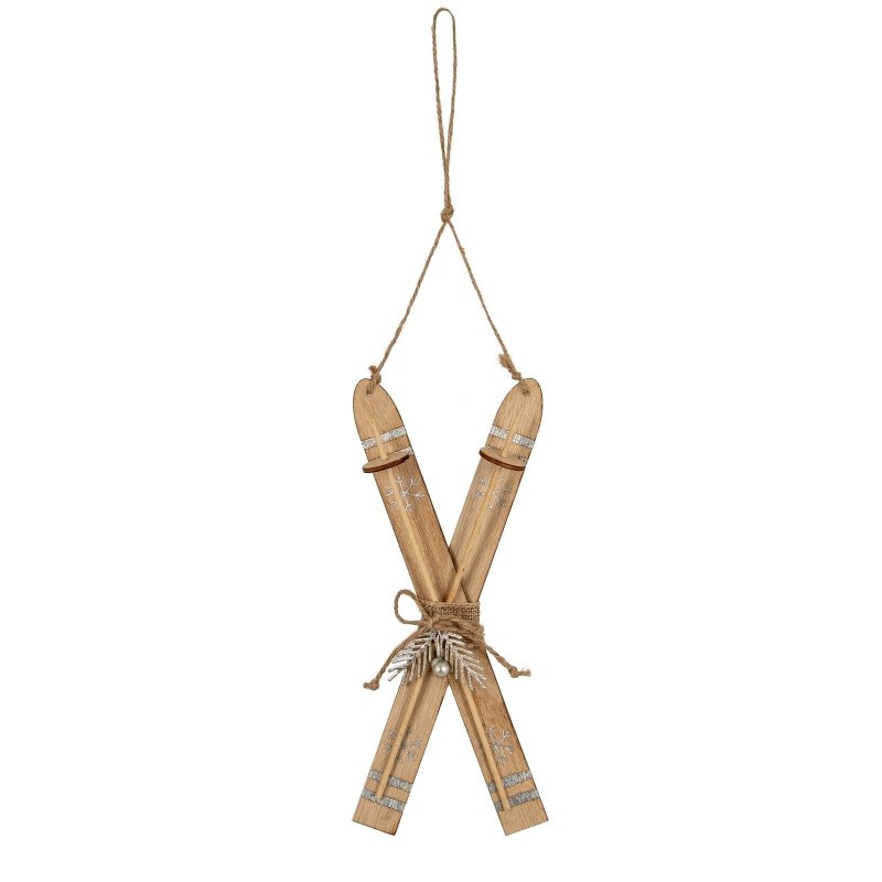 Large Natural Rustic Crossed Skis - Christmas Decor - British D'sire