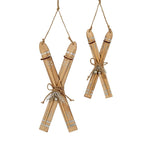 Large Natural Rustic Crossed Skis - Christmas Decor - British D'sire